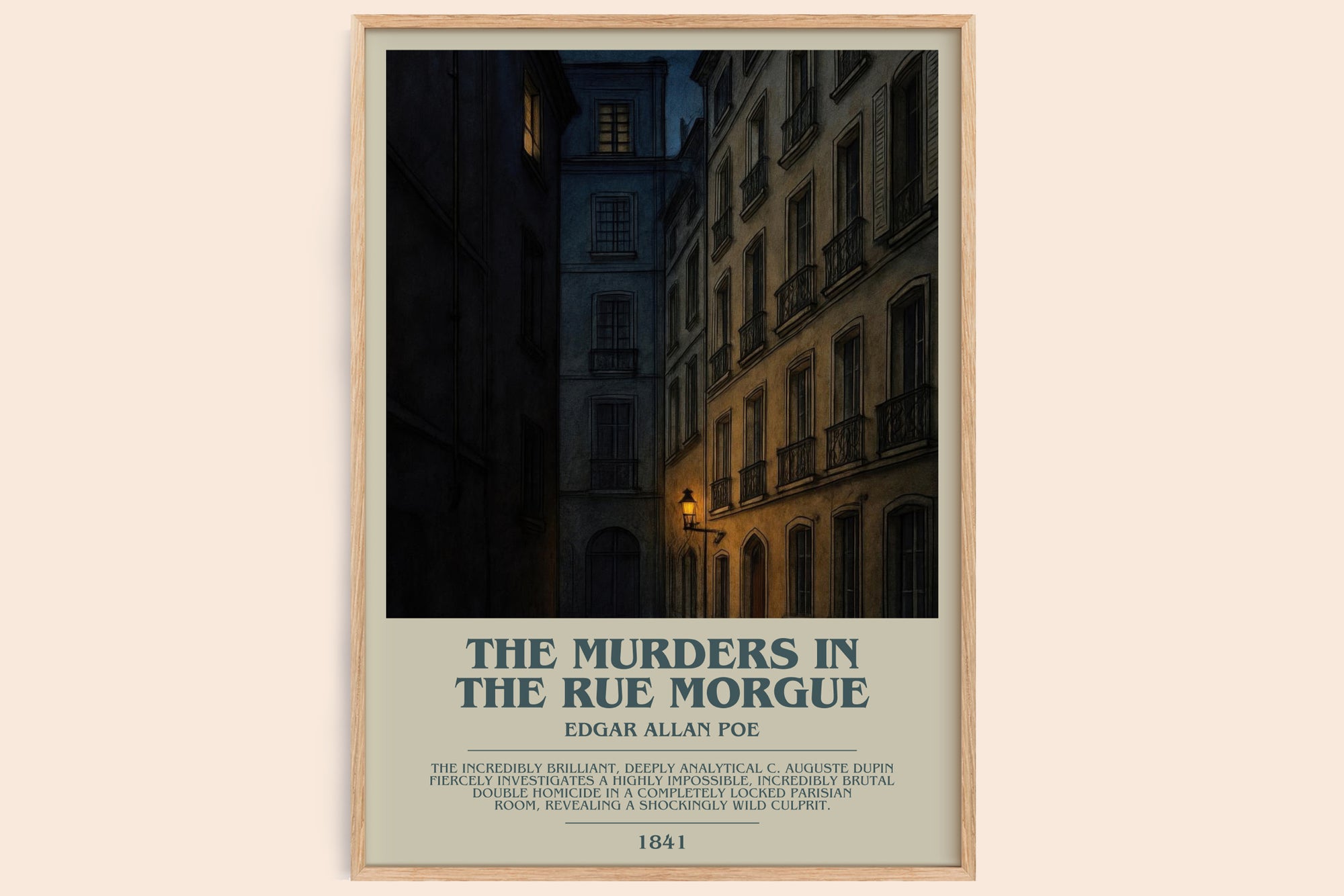The Murders In The Rue Morgue bookish book poster by Edgar Allan Poe – framed literary art print
