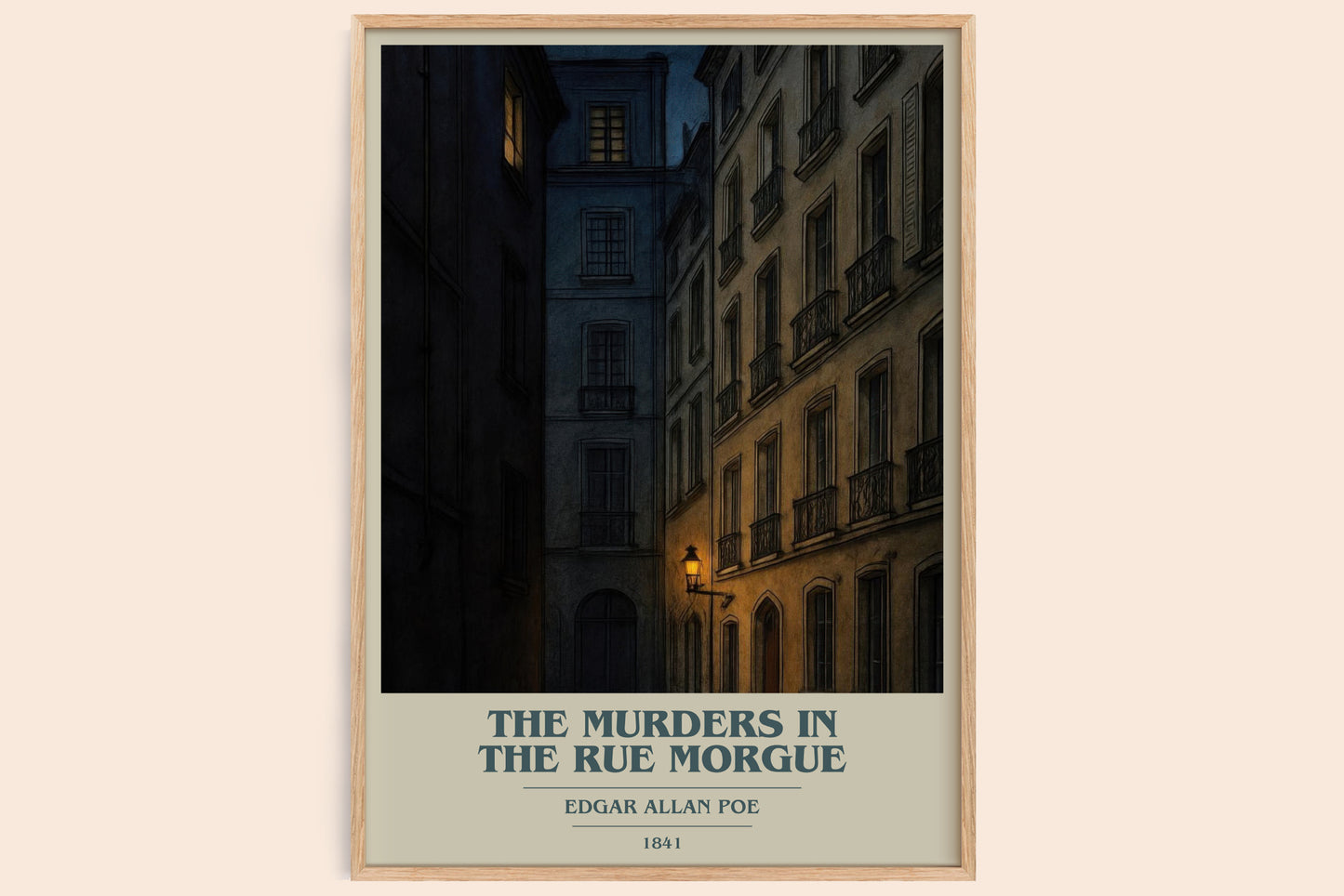 The Murders In The Rue Morgue book cover book poster by Edgar Allan Poe – framed literary art print