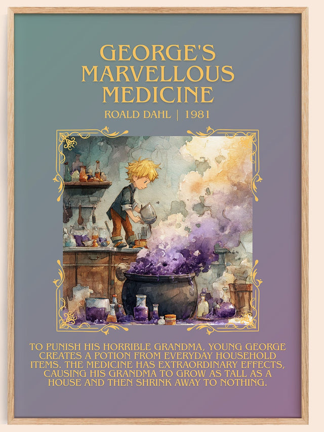 George's Marvellous Medicine Minimalist Book Poster by Roald Dahl