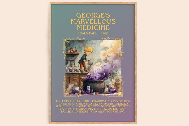 George's Marvellous Medicine Minimalist Book Poster by Roald Dahl