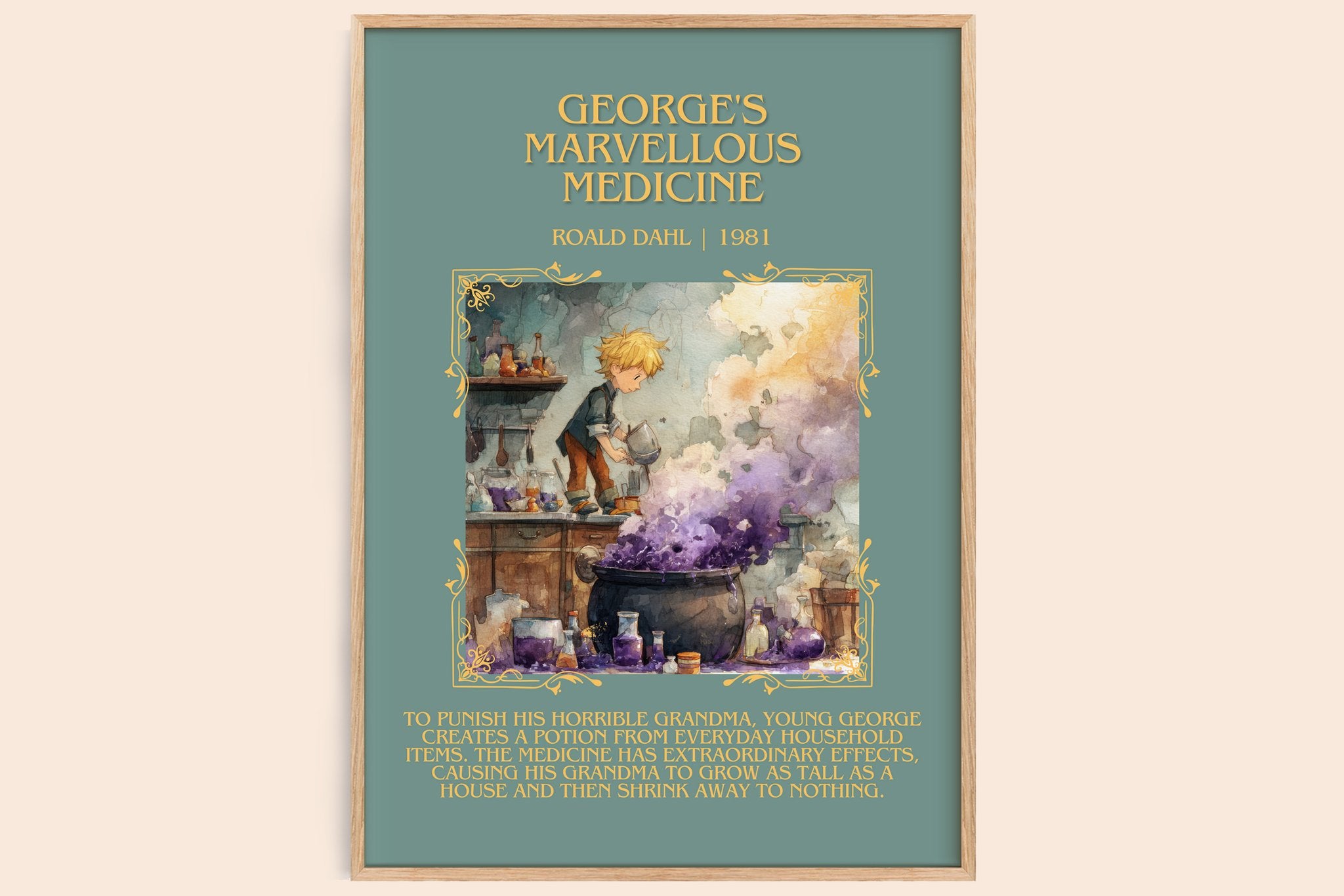 George's Marvellous Medicine Minimalist Book Poster by Roald Dahl