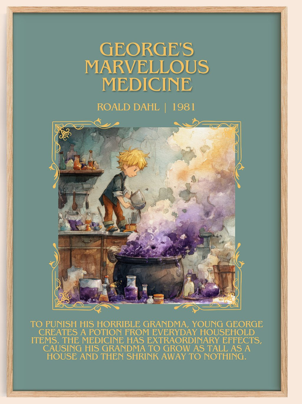 George's Marvellous Medicine Minimalist Book Poster by Roald Dahl