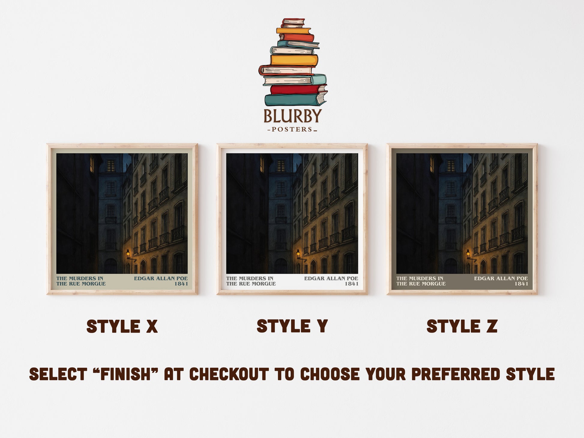 The Murders In The Rue Morgue literary print in frame leaning in hallway – mystery wall art