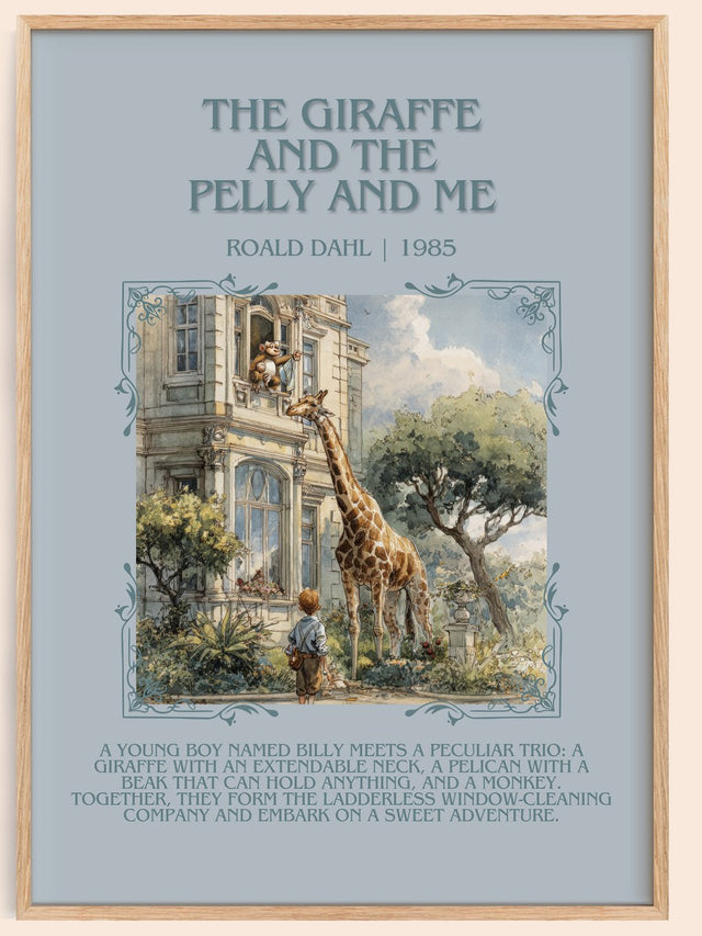 The Giraffe and the Pelly and Me Minimalist Book Poster by Roald Dahl