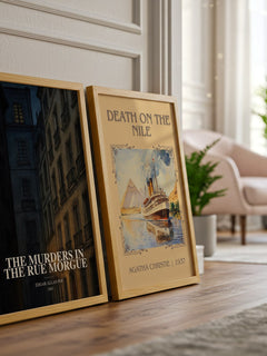 The Murders In The Rue Morgue watercolour print framed by window – literary home decor