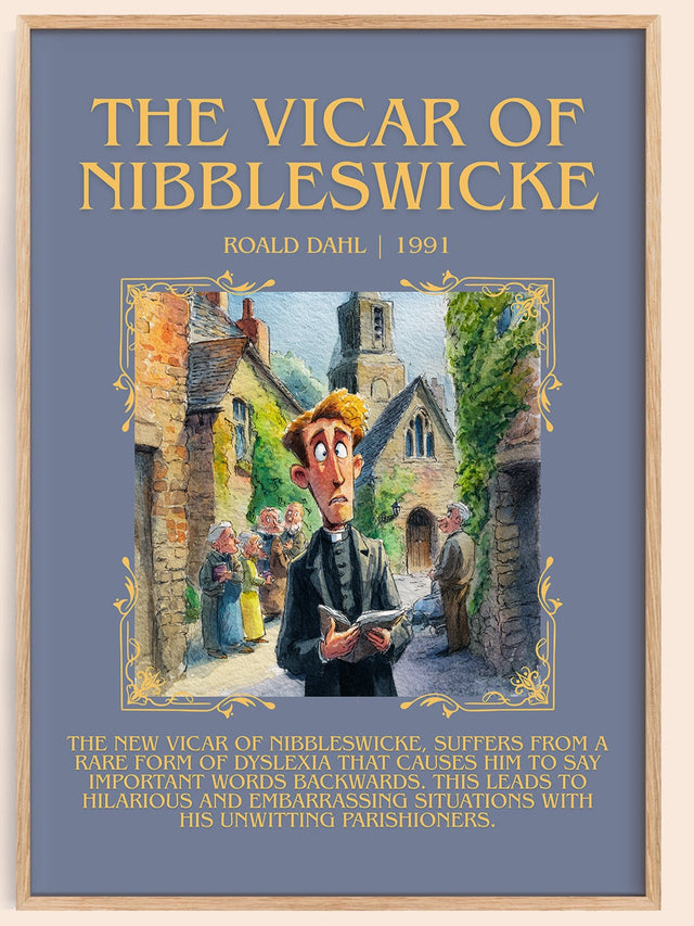 The Vicar of Nibbleswicke Minimalist Book Poster by Roald Dahl