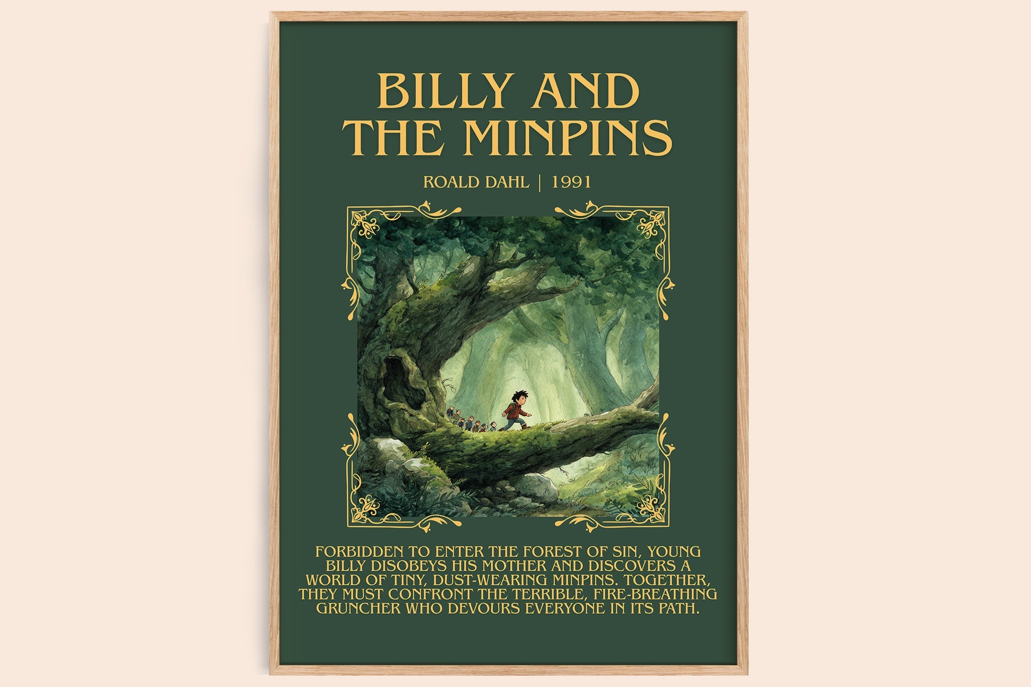 Billy and the Minpins Minimalist Book Poster by Roald Dahl