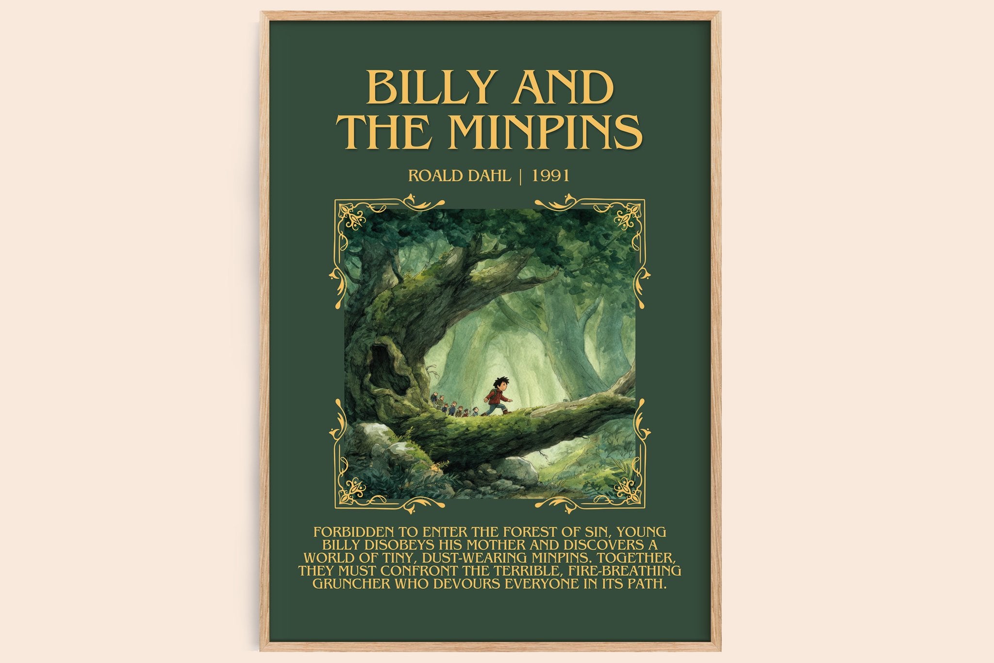 Billy and the Minpins Minimalist Book Poster by Roald Dahl