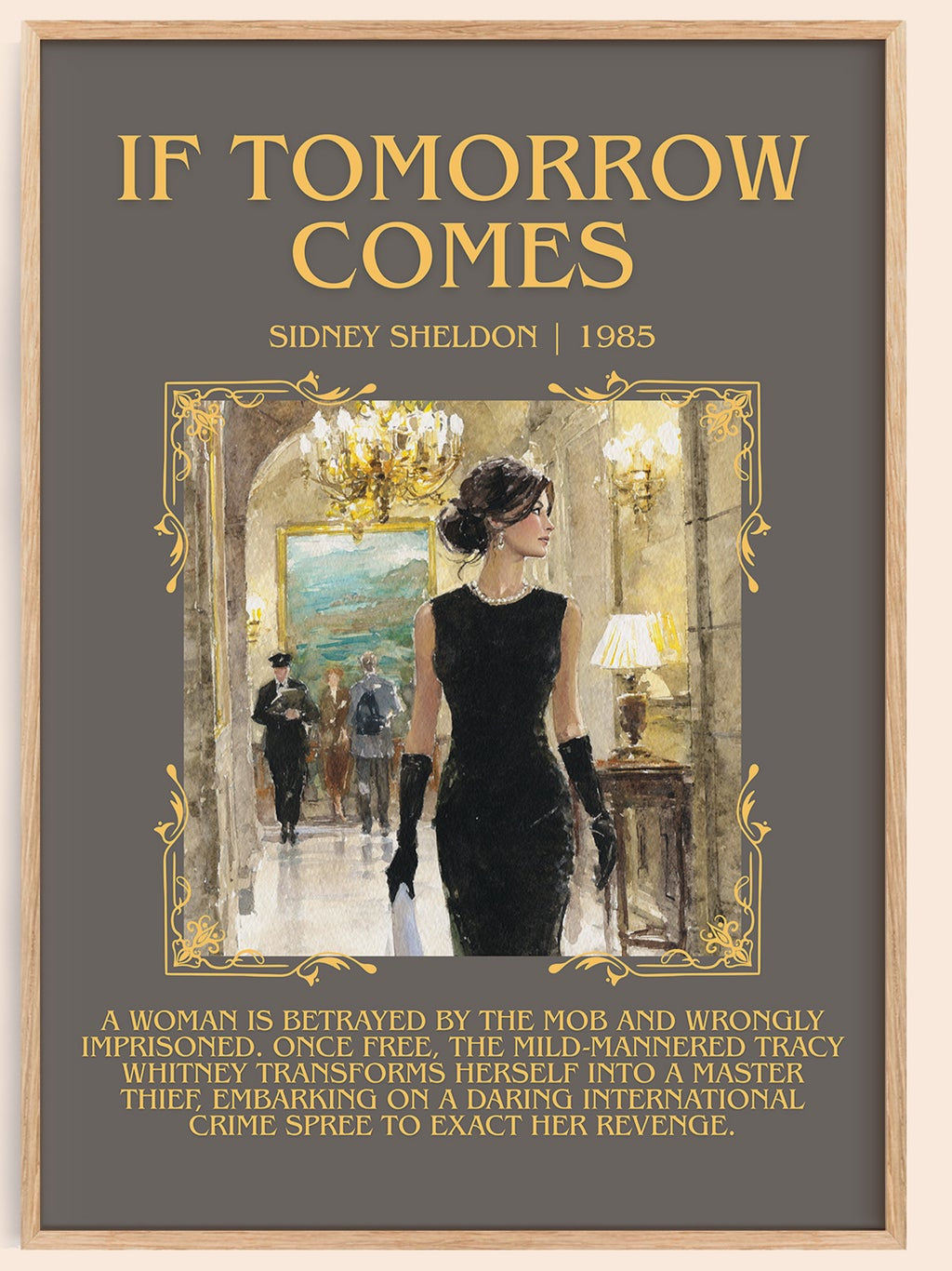 If Tomorrow Comes minimalist book poster by Sidney Sheldon – framed literary art print