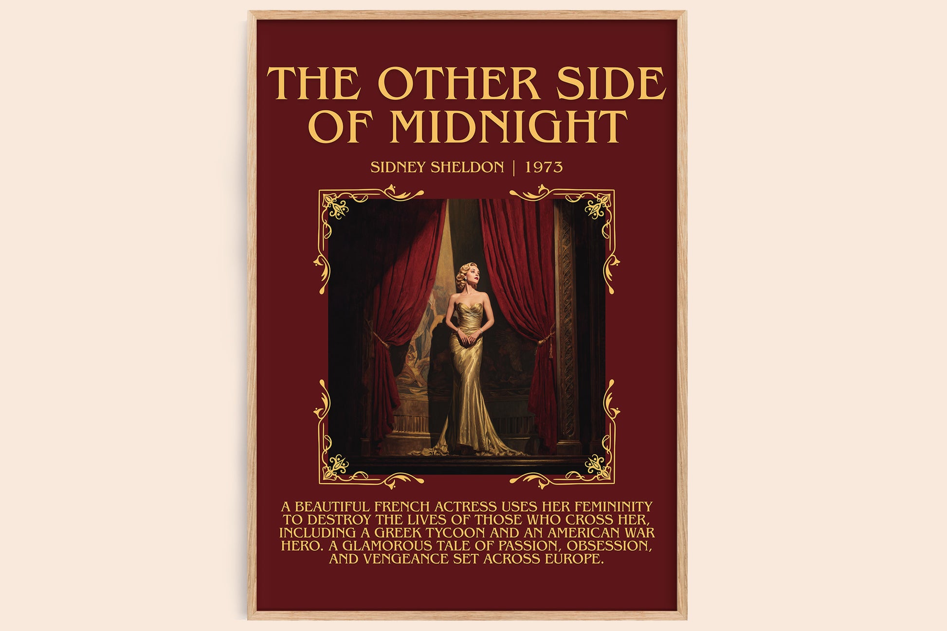 The Other Side of Midnight minimalist book poster by Sidney Sheldon – framed literary art print