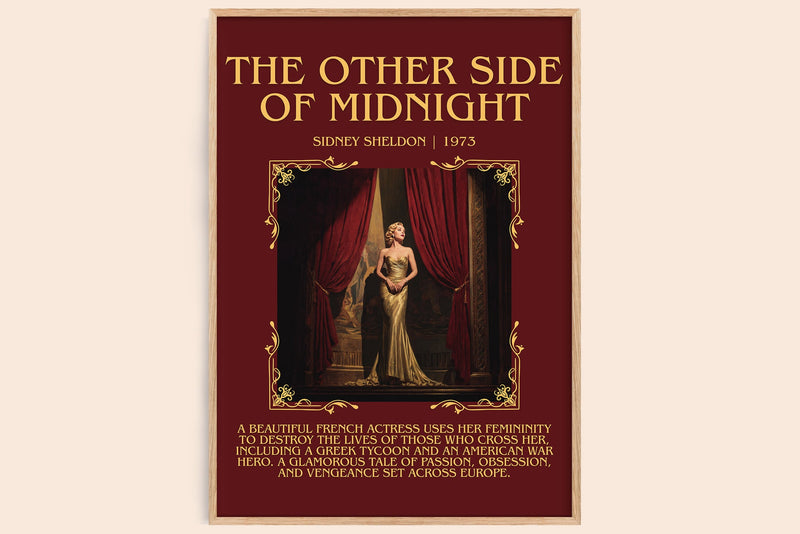 The Other Side of Midnight minimalist book poster by Sidney Sheldon – framed literary art print