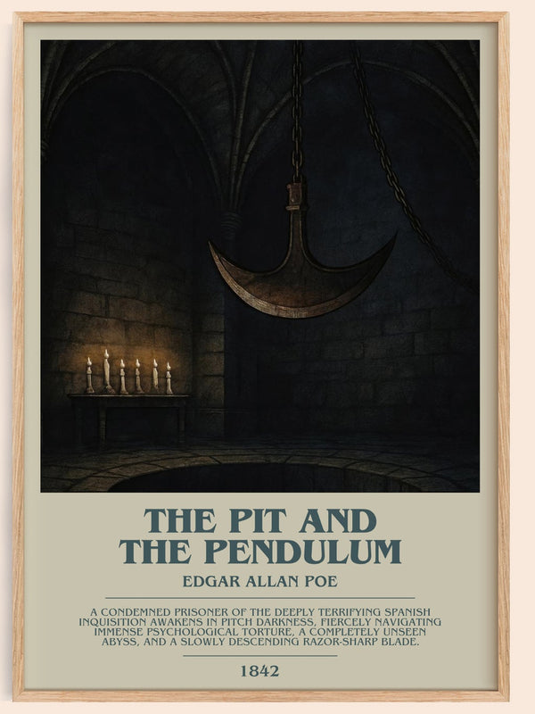The Pit And The Pendulum bookish book poster by Edgar Allan Poe – framed literary art print