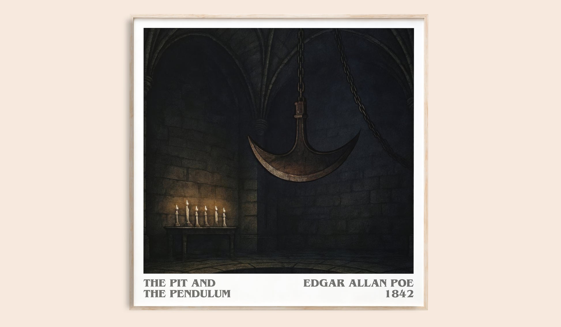 The Pit And The Pendulum literary book poster by Edgar Allan Poe – framed literary art print