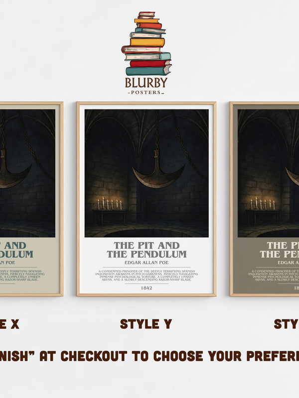 The Pit And The Pendulum bookish print in frame leaning in hallway – horror wall art