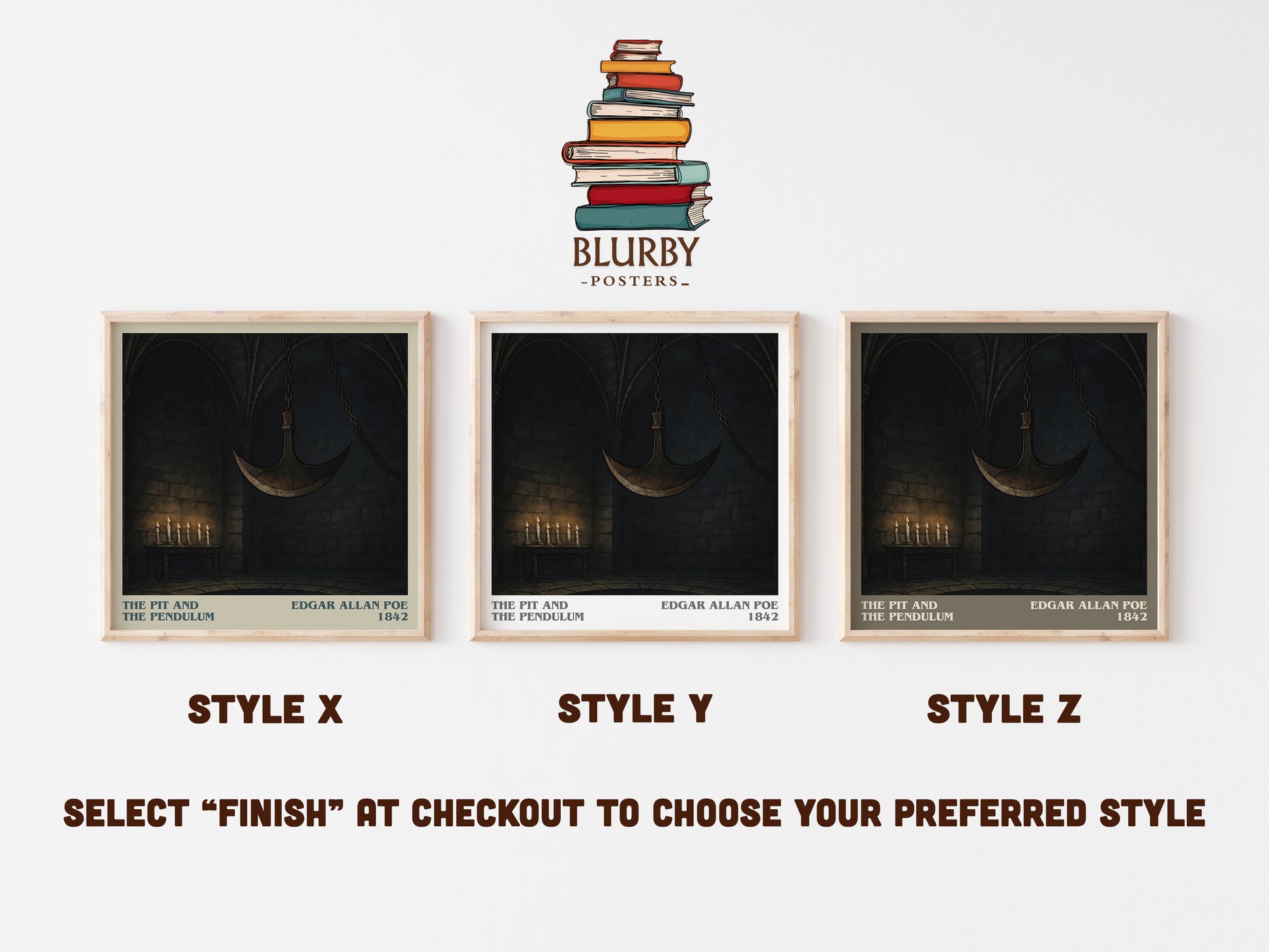 The Pit And The Pendulum literary print in frame leaning in hallway – horror wall art