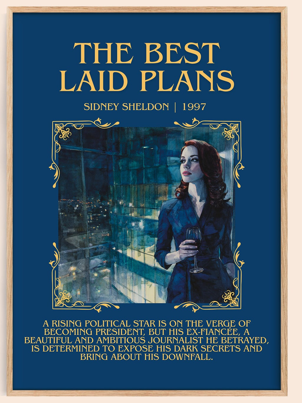 The Best Laid Plans minimalist book poster by Sidney Sheldon – framed literary art print
