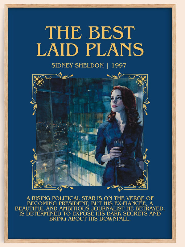 The Best Laid Plans minimalist book poster by Sidney Sheldon – framed literary art print