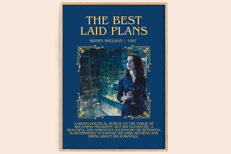 The Best Laid Plans minimalist book poster by Sidney Sheldon – framed literary art print
