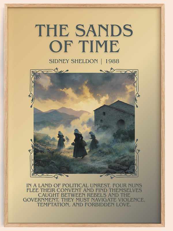 The Sands of Time minimalist book poster by Sidney Sheldon – framed literary art print