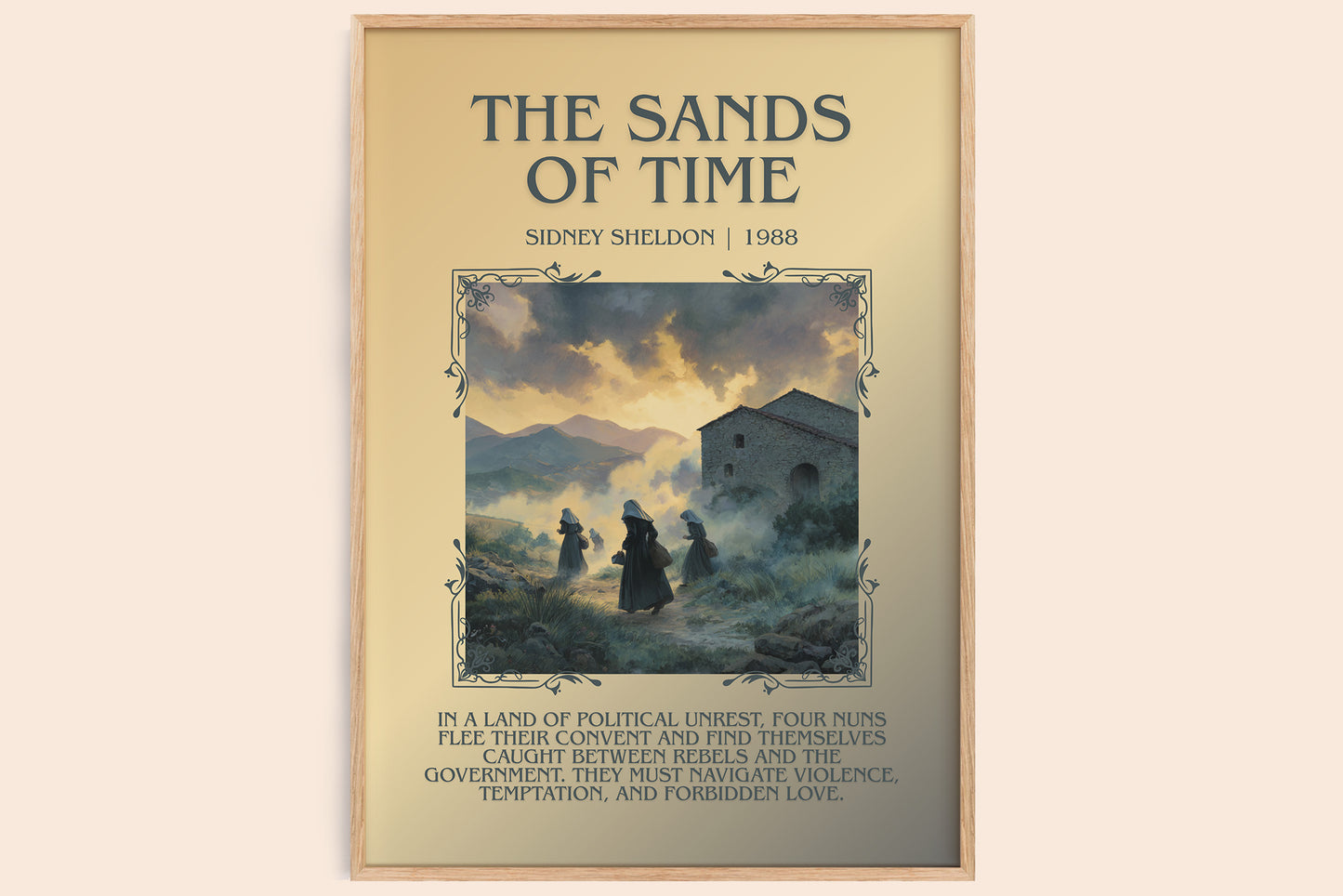 The Sands of Time minimalist book poster by Sidney Sheldon – framed literary art print