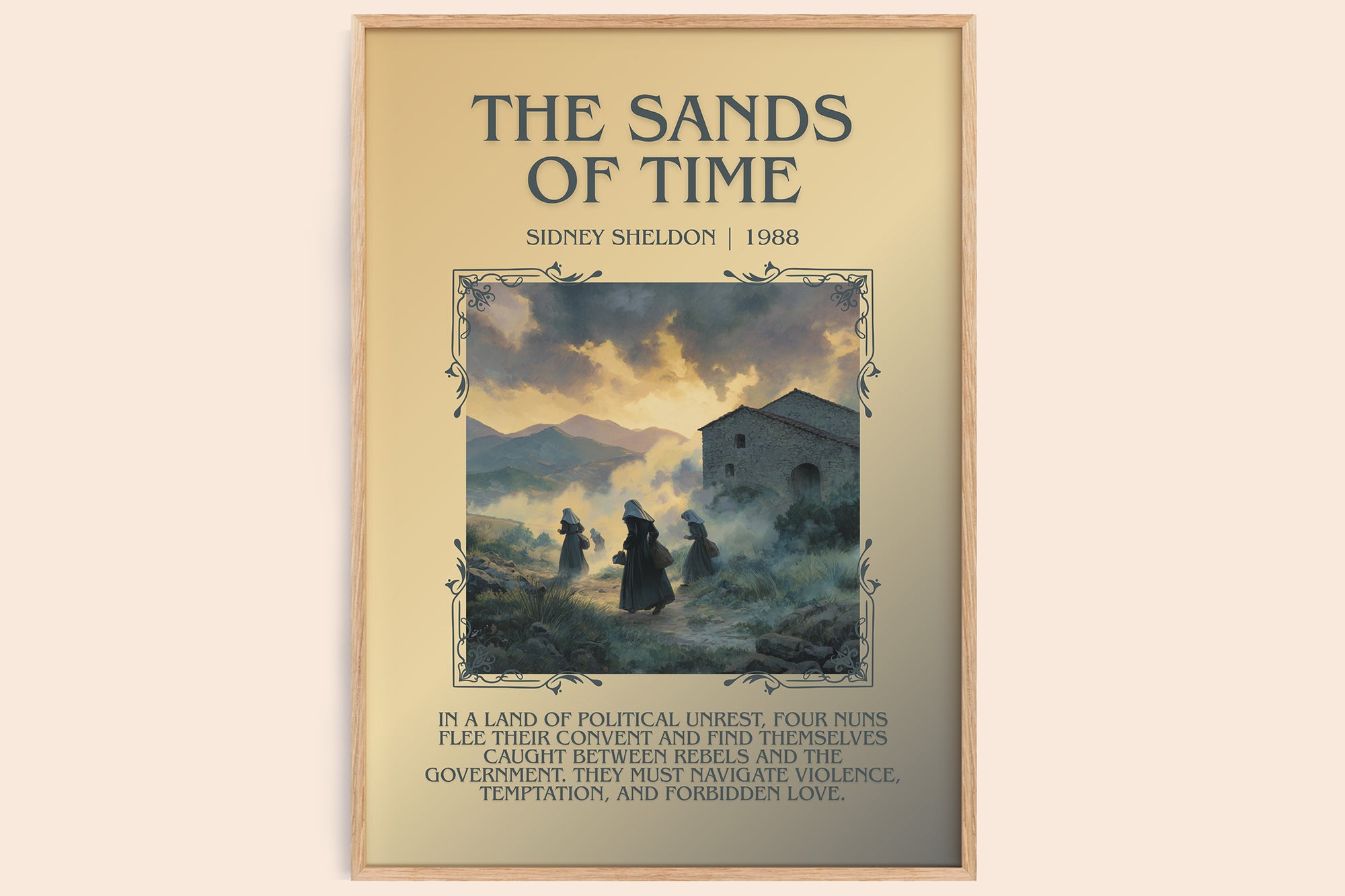 The Sands of Time minimalist book poster by Sidney Sheldon – framed literary art print