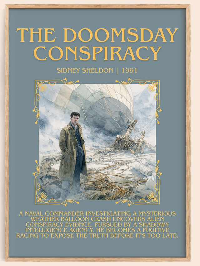 The Doomsday Conspiracy Minimalist Book Poster by Sidney Sheldon
