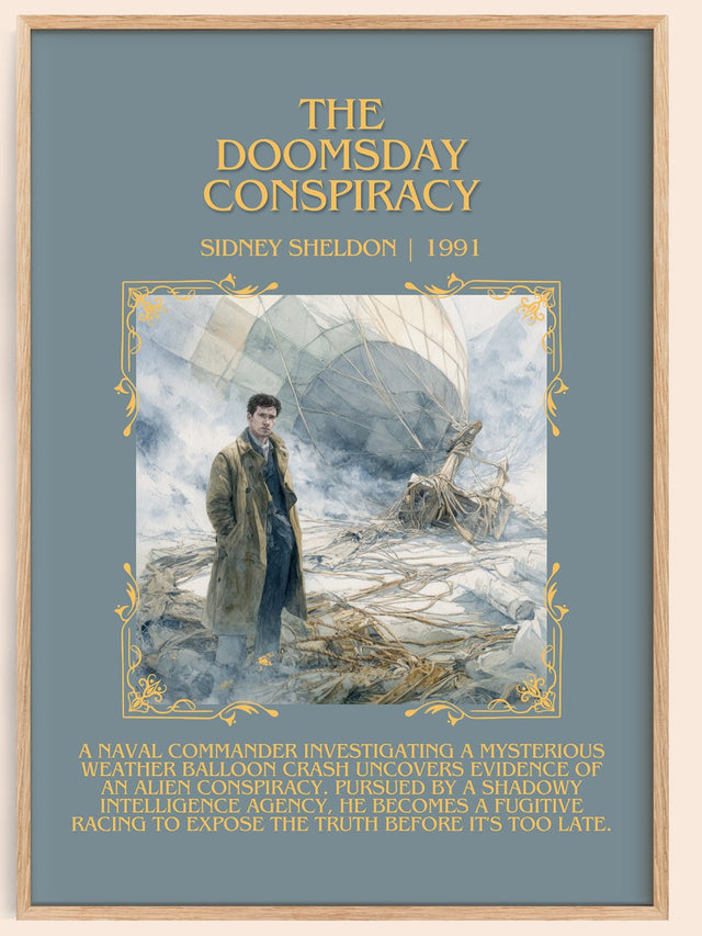 The Doomsday Conspiracy Minimalist Book Poster by Sidney Sheldon