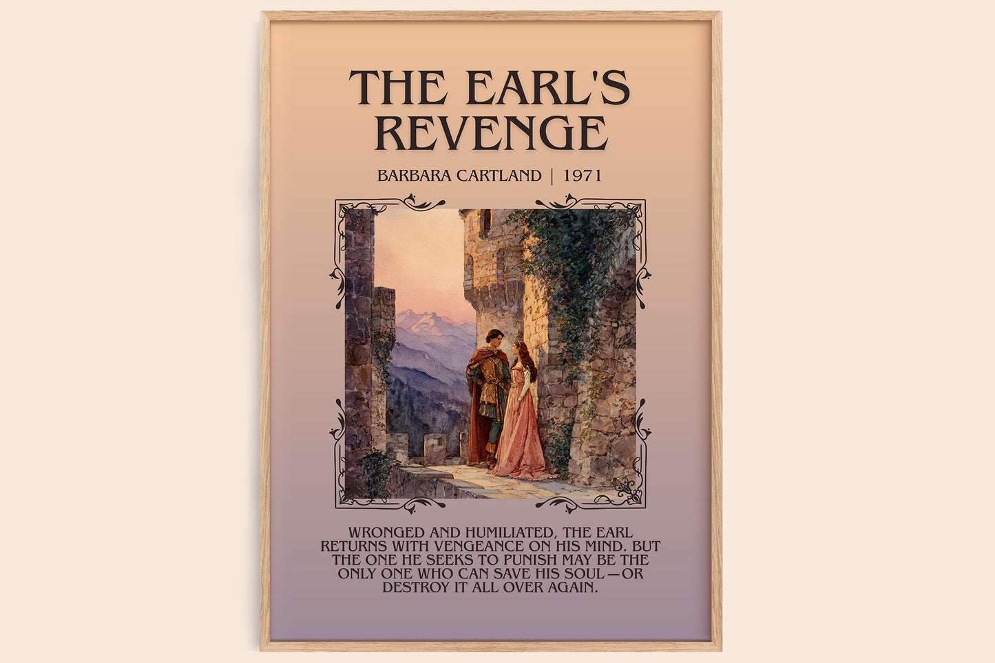 The Earl's Revenge minimalist book poster by Barbara Cartland – framed literary art print