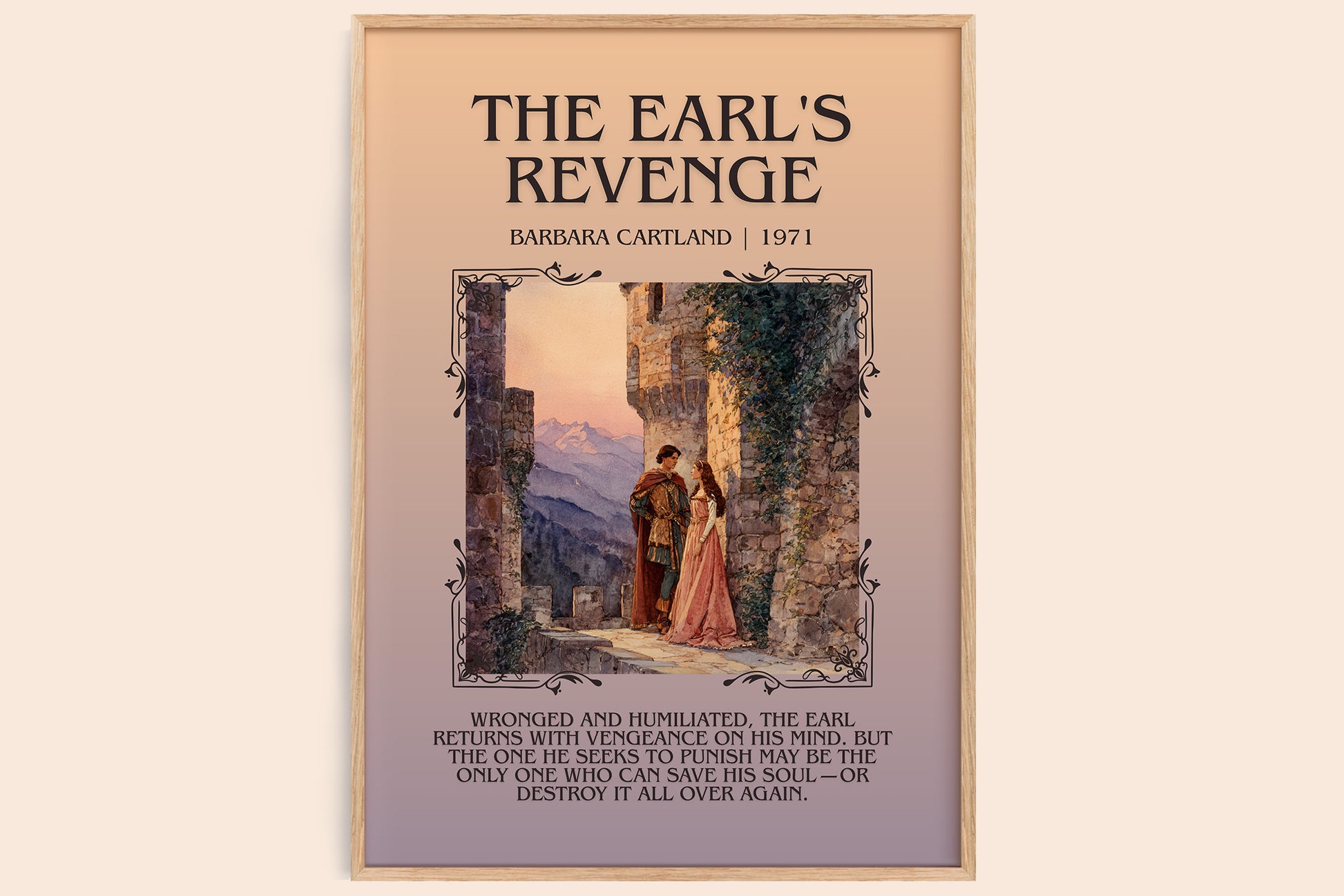 The Earl's Revenge minimalist book poster by Barbara Cartland – framed literary art print