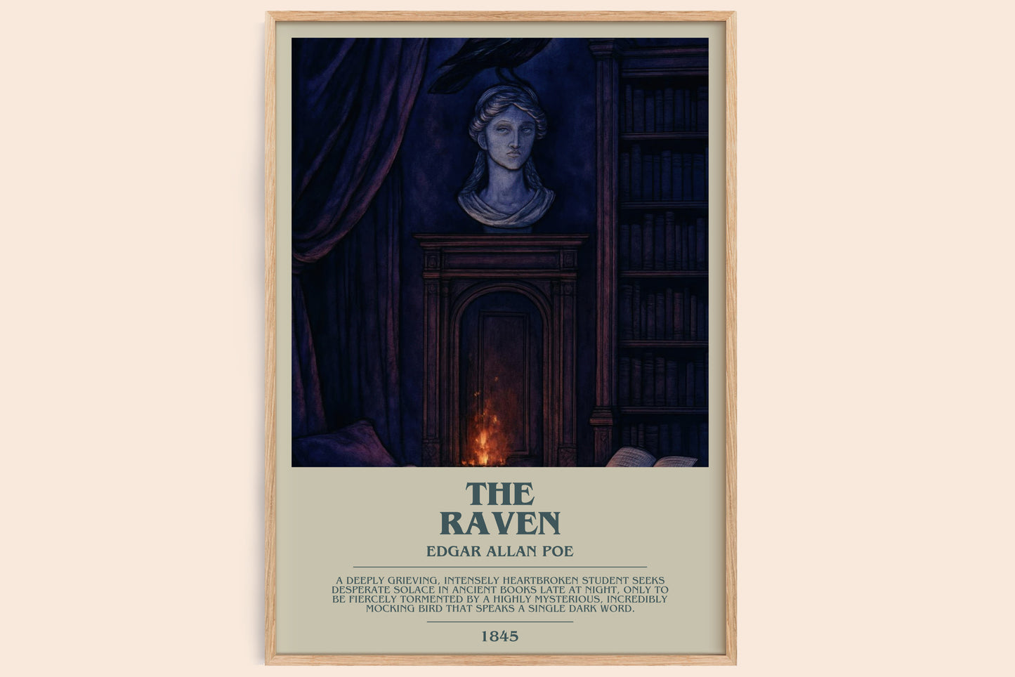 The Raven bookish book poster by Edgar Allan Poe – framed literary art print