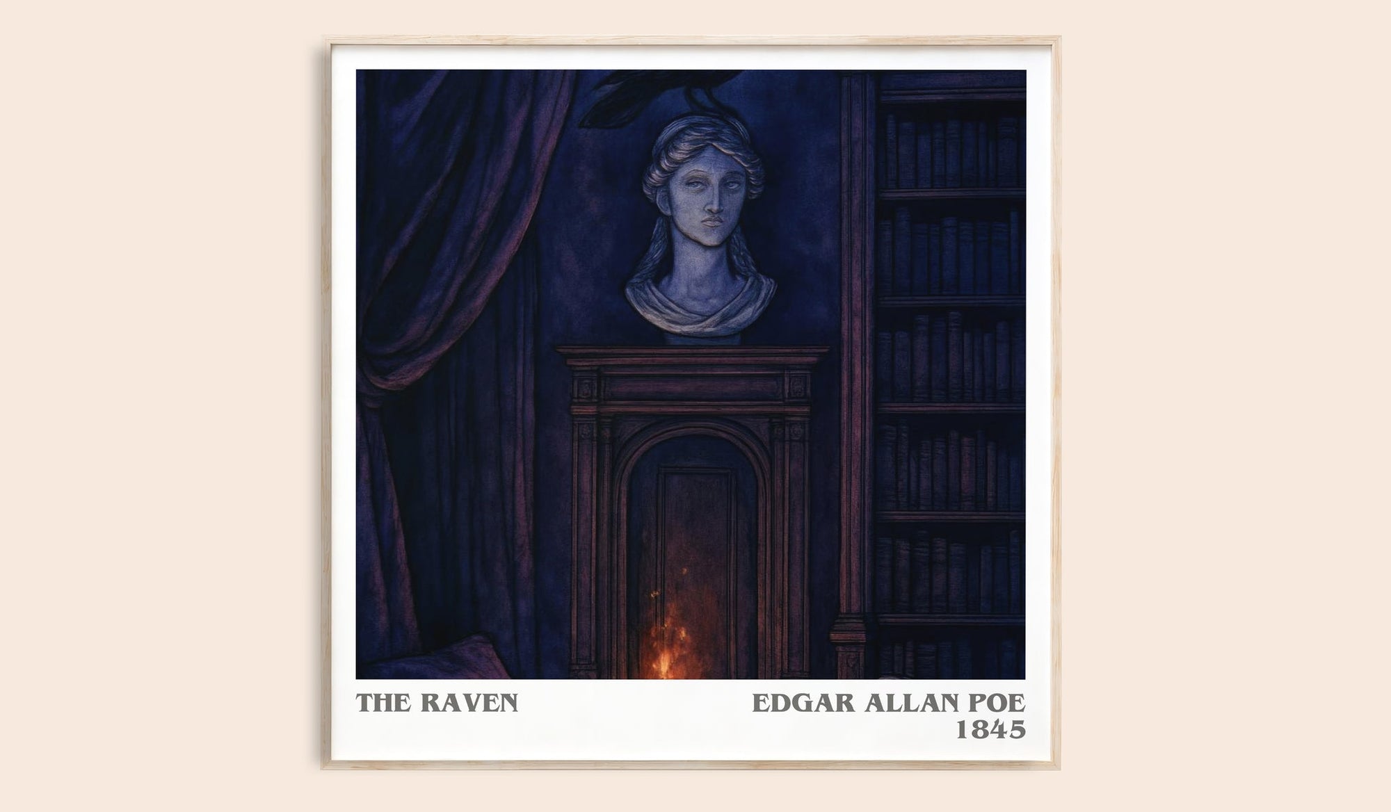 The Raven literary book poster by Edgar Allan Poe – framed literary art print