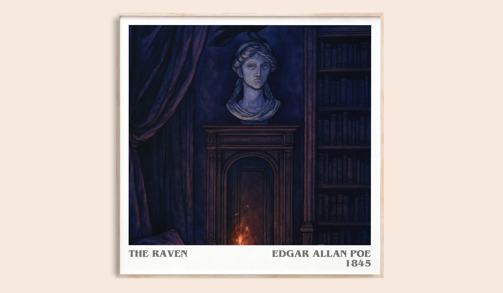 The Raven literary book poster by Edgar Allan Poe – framed literary art print