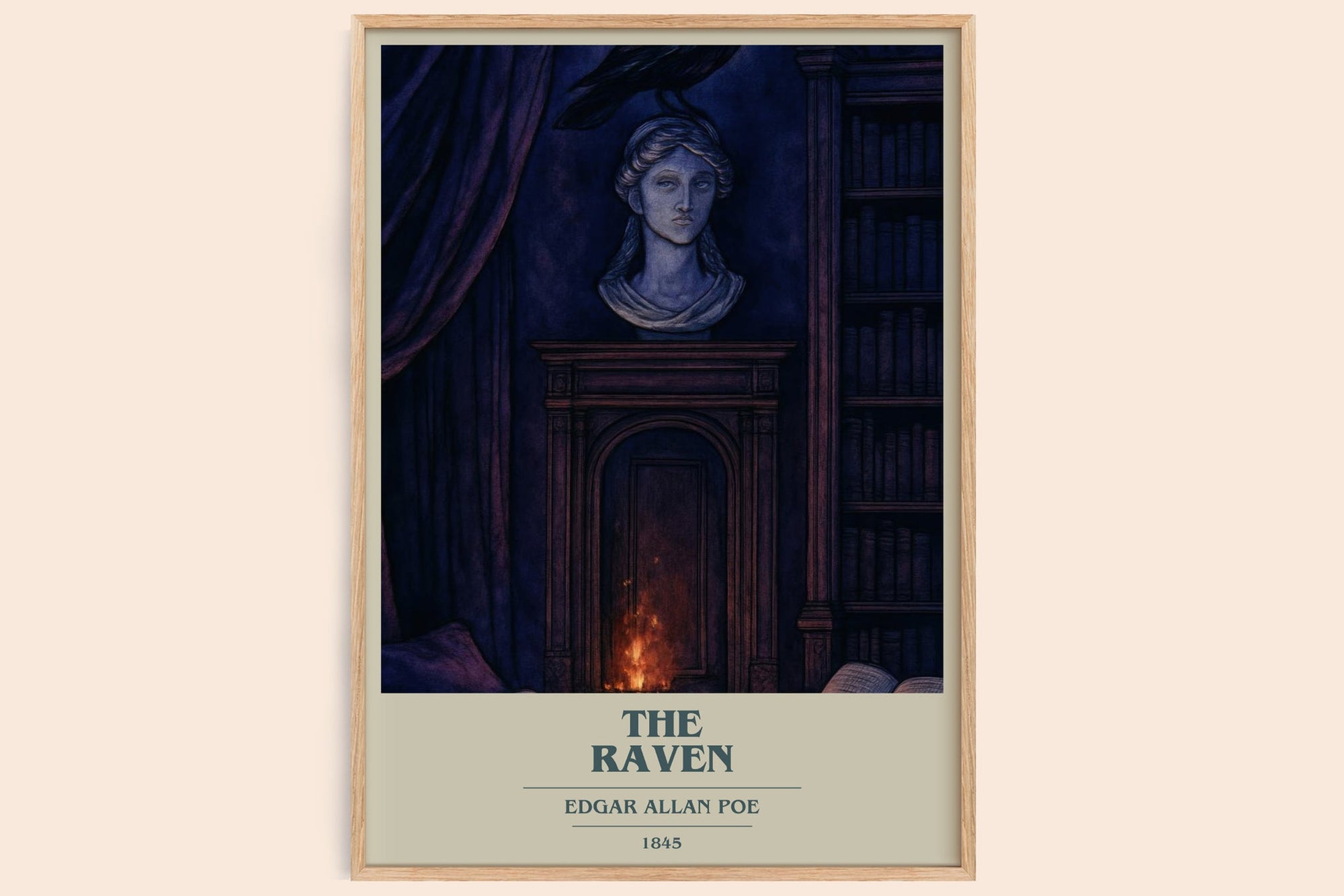 The Raven book cover book poster by Edgar Allan Poe – framed literary art print