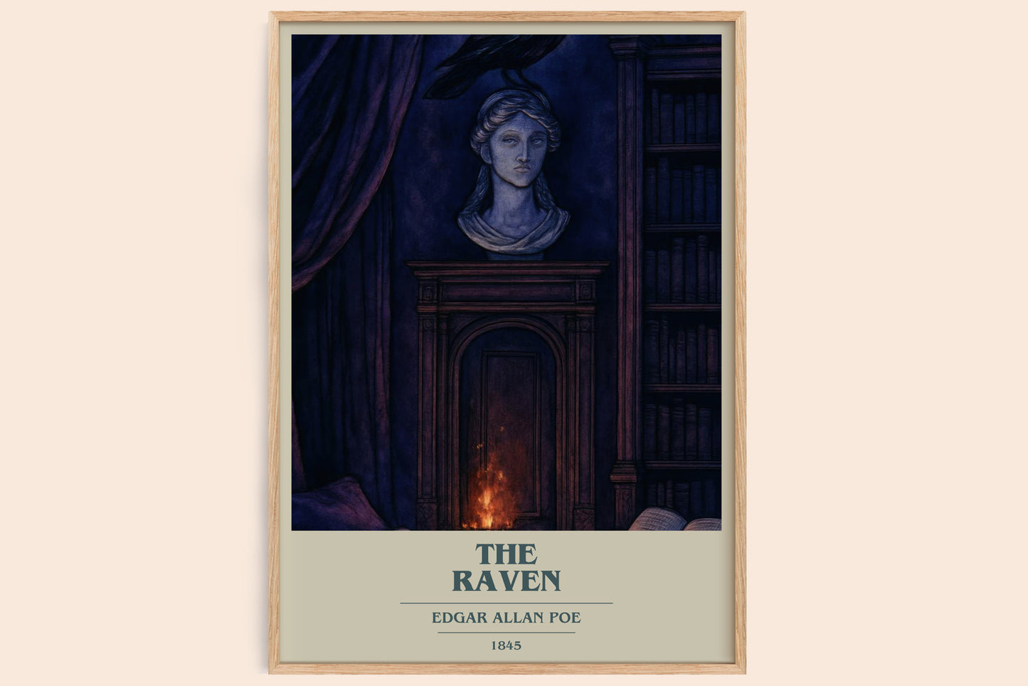 The Raven book cover book poster by Edgar Allan Poe – framed literary art print