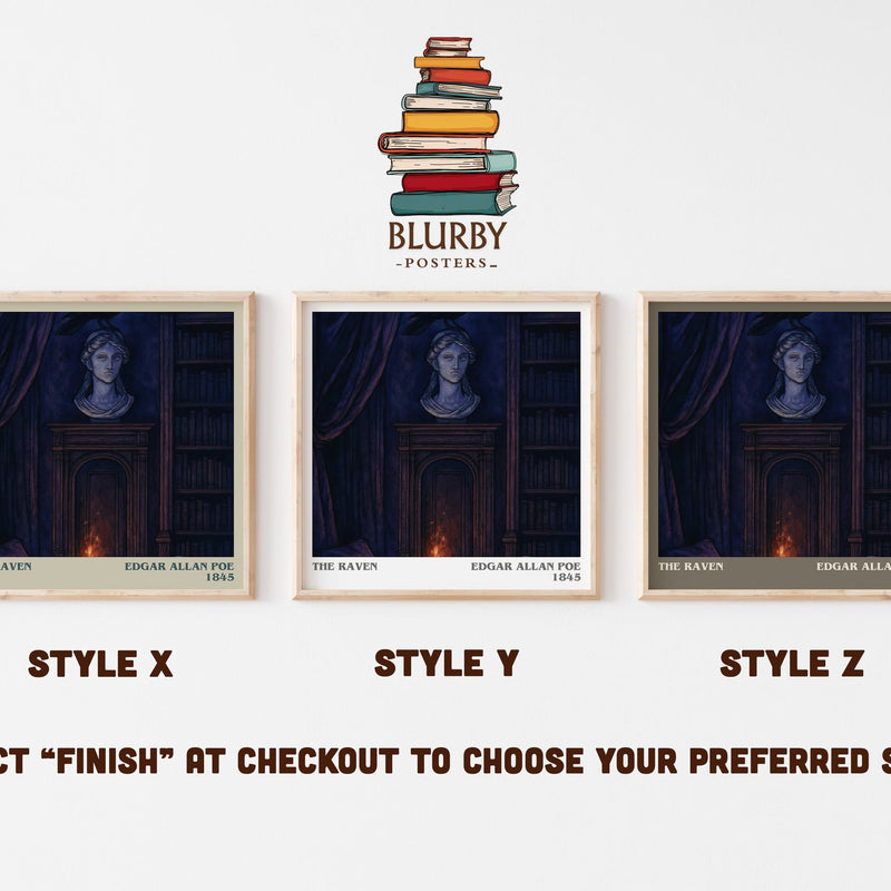 The Raven literary print in frame leaning in hallway – poetry wall art