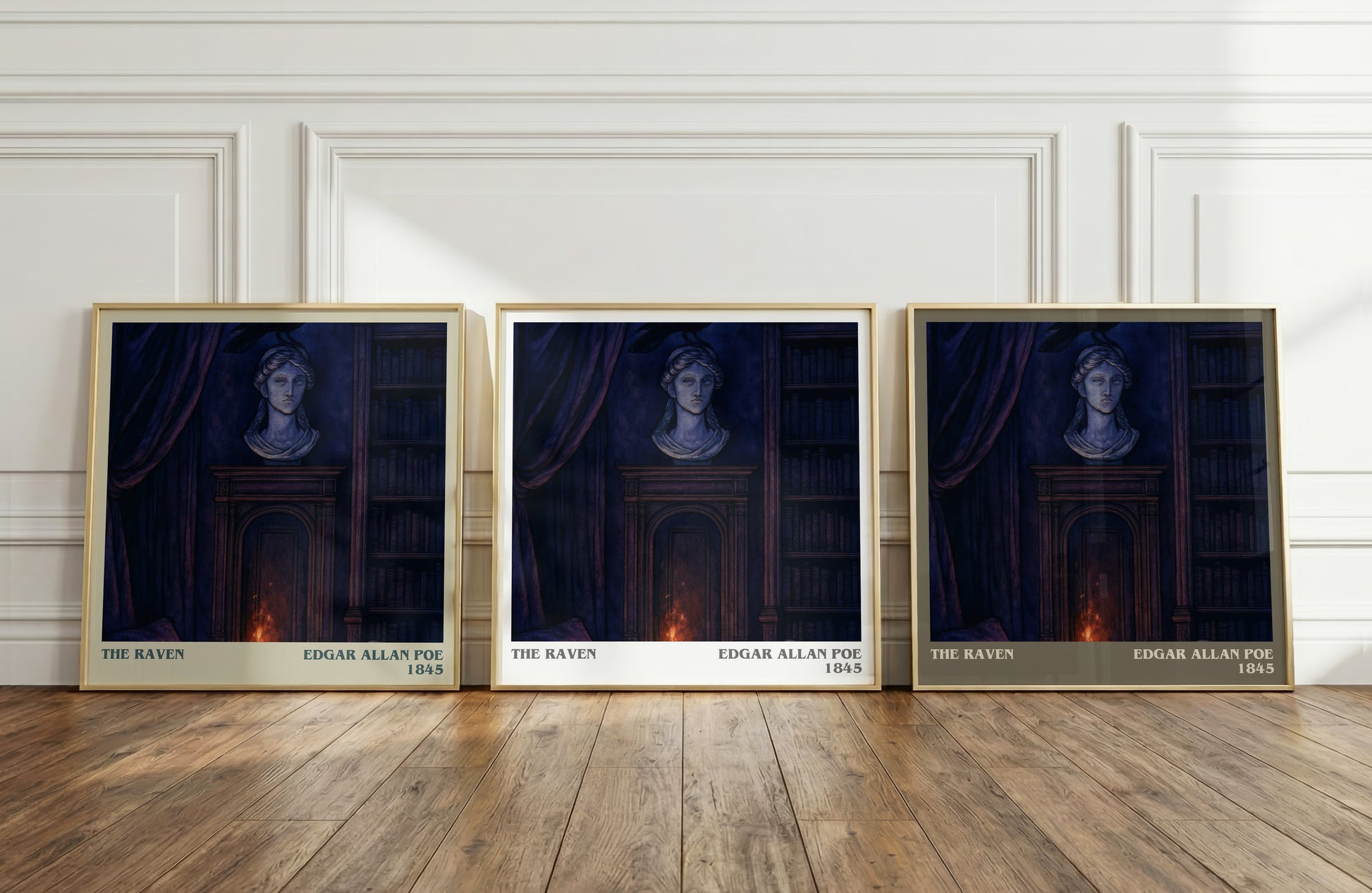 The Raven literary art print colour and style options – Edgar Allan Poe book art