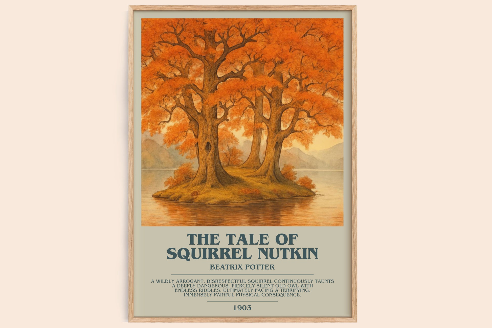 The Tale Of Squirrel Nutkin bookish book poster by Beatrix Potter – framed literary art print