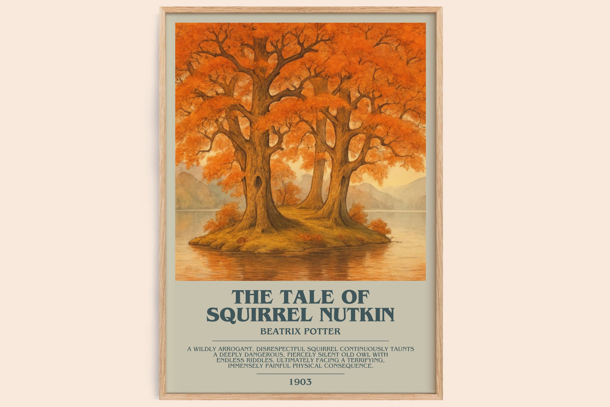 The Tale Of Squirrel Nutkin bookish book poster by Beatrix Potter – framed literary art print