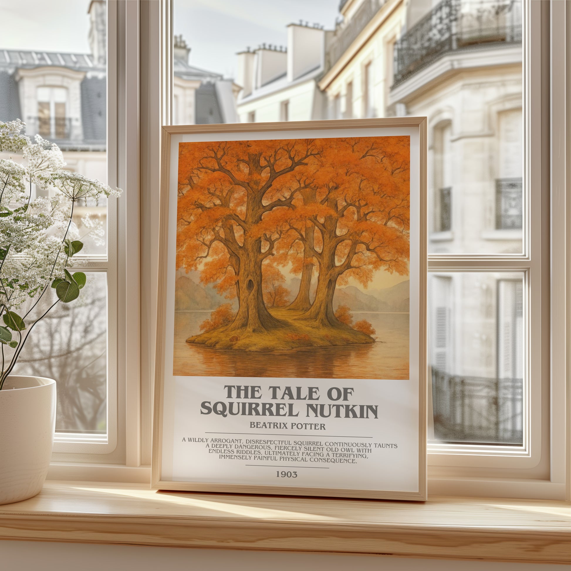 The Tale Of Squirrel Nutkin bookish poster colour and style options – Beatrix Potter book art