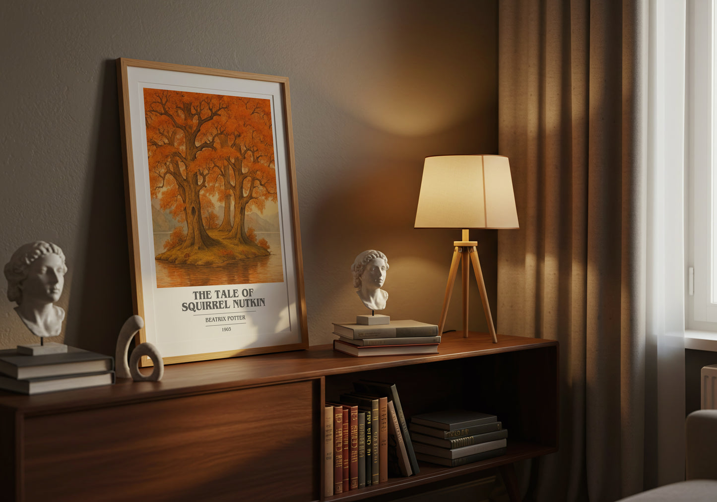 The Tale Of Squirrel Nutkin book cover book poster framed on wall – childrens wall art