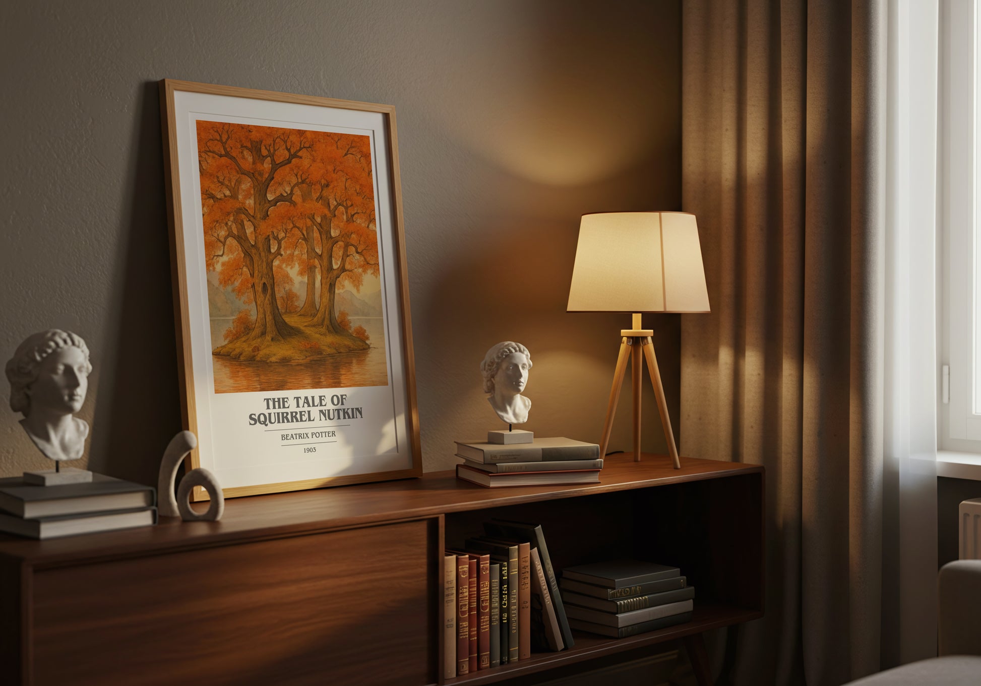 The Tale Of Squirrel Nutkin book cover book poster framed on wall – childrens wall art
