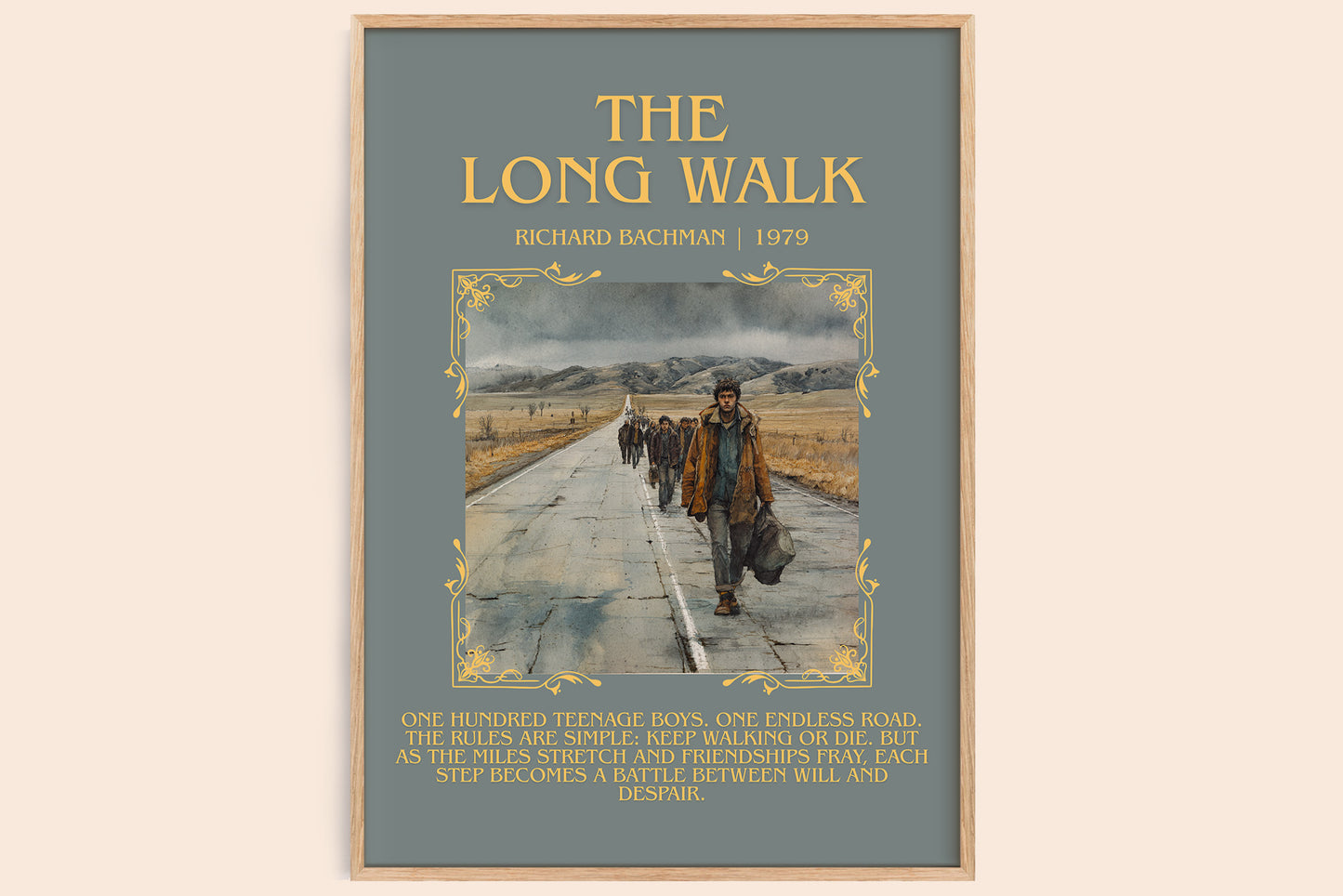 The Long Walk minimalist book poster by Richard Bachman – framed literary art print