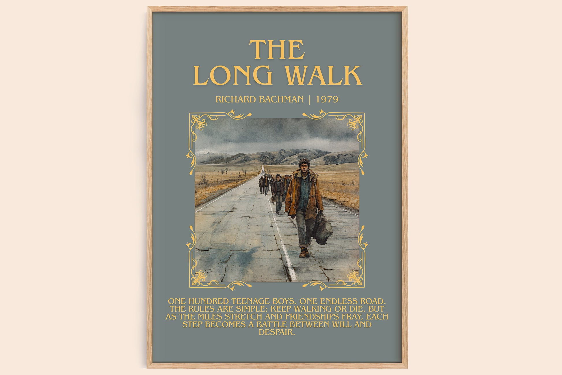 The Long Walk minimalist book poster by Richard Bachman – framed literary art print