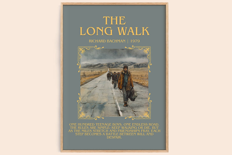 The Long Walk minimalist book poster by Richard Bachman – framed literary art print