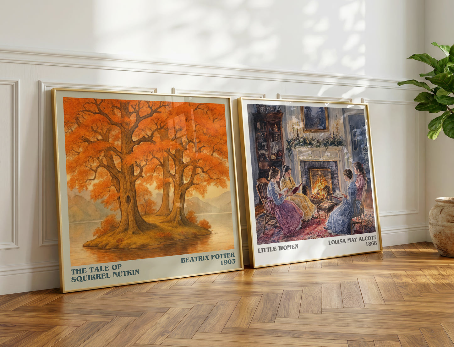 The Tale Of Squirrel Nutkin literary print on bookshelf – Beatrix Potter fan gift