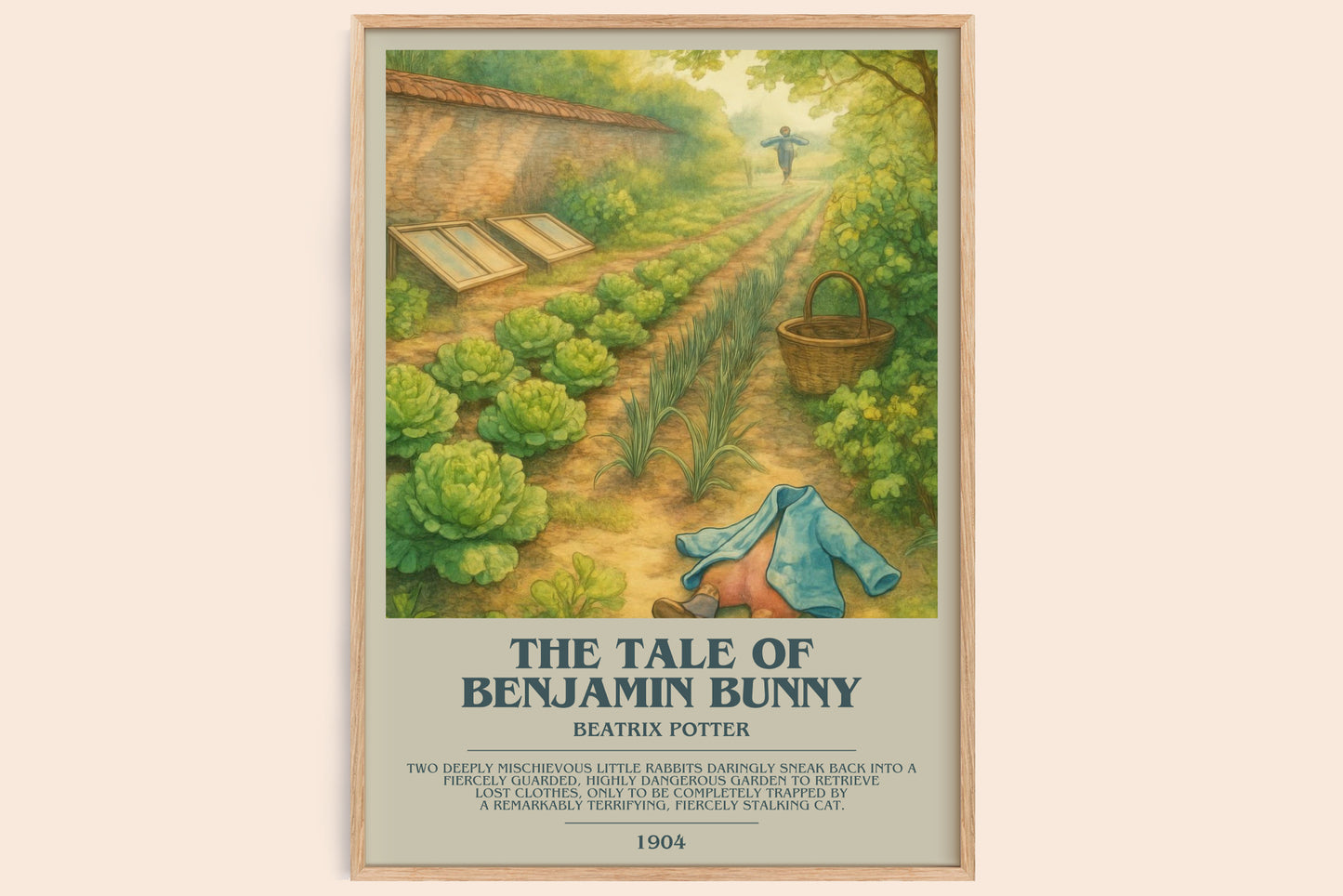 The Tale Of Benjamin Bunny bookish book poster by Beatrix Potter – framed literary art print