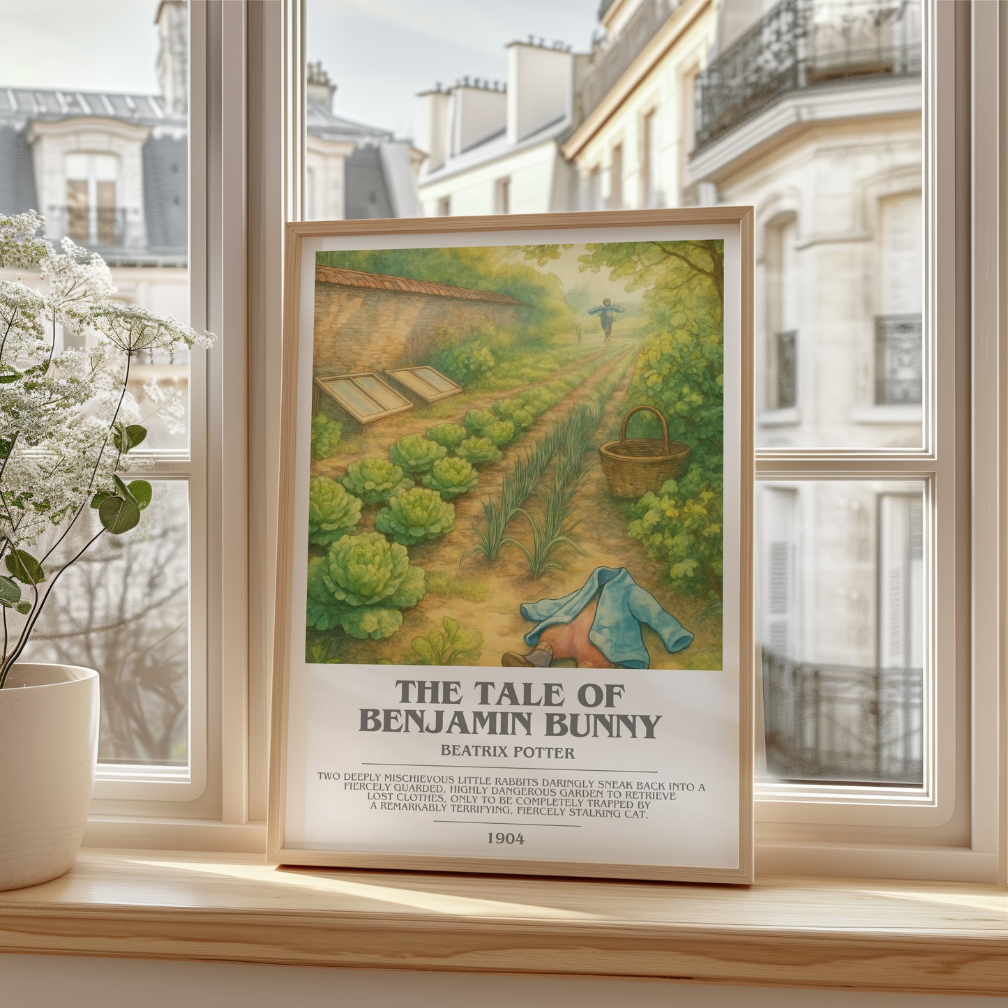 The Tale Of Benjamin Bunny bookish poster colour and style options – Beatrix Potter book art