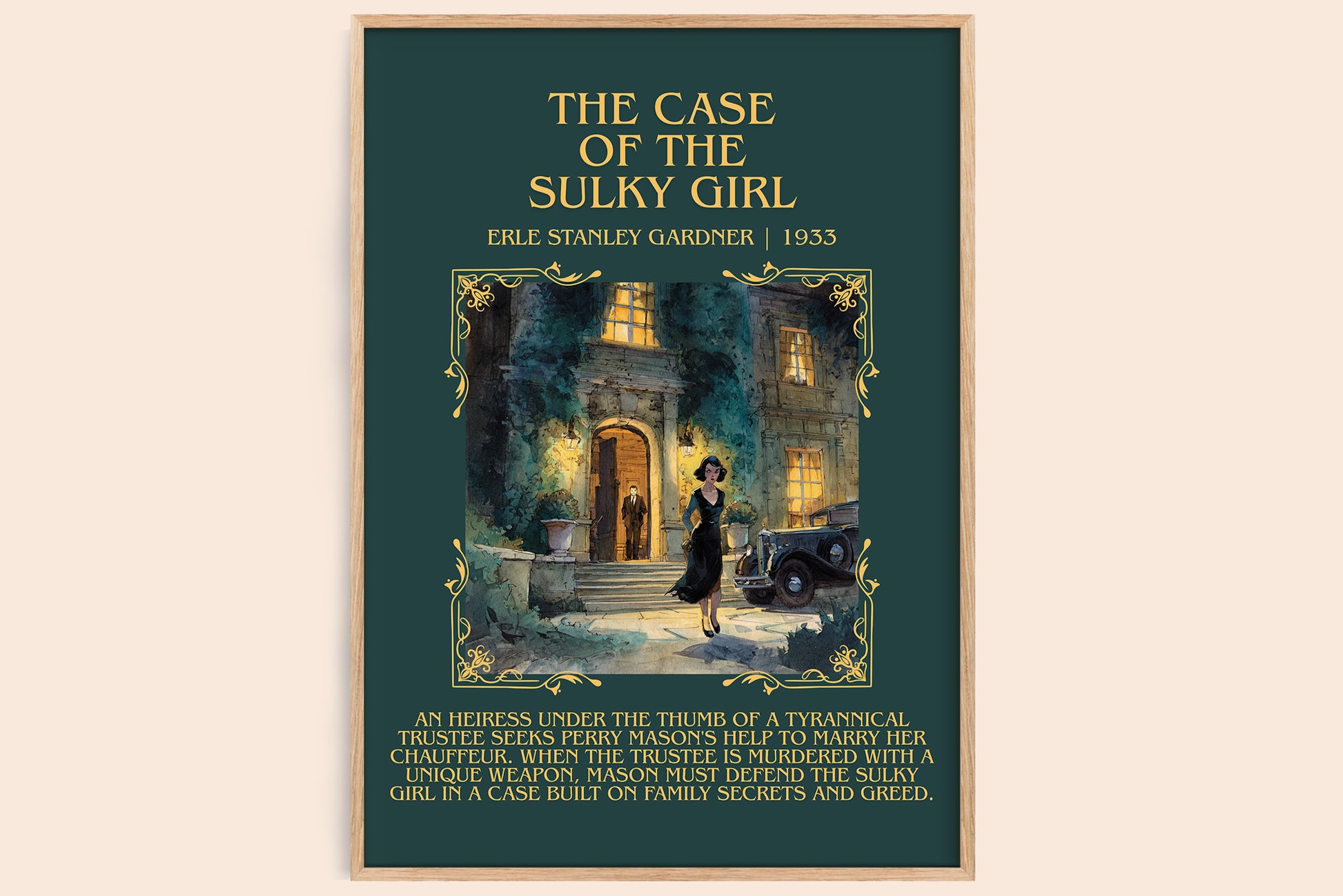 The Case Of The Sulky Girl minimalist book poster by Erle Stanley Gardner – framed literary art print
