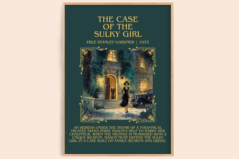 The Case Of The Sulky Girl minimalist book poster by Erle Stanley Gardner – framed literary art print