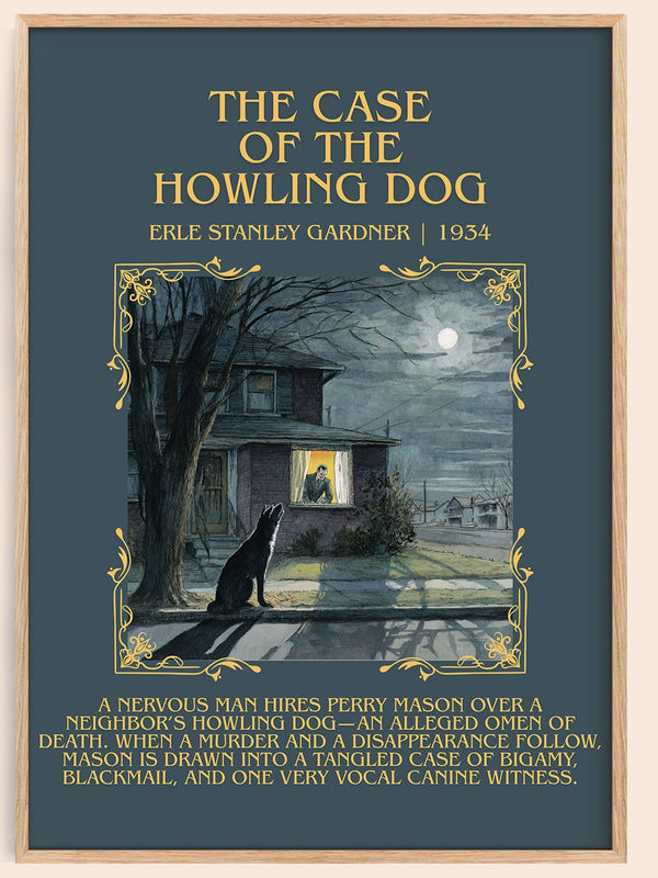 The Case of the Howling Dog minimalist book poster by Erle Stanley Gardner – framed literary art print